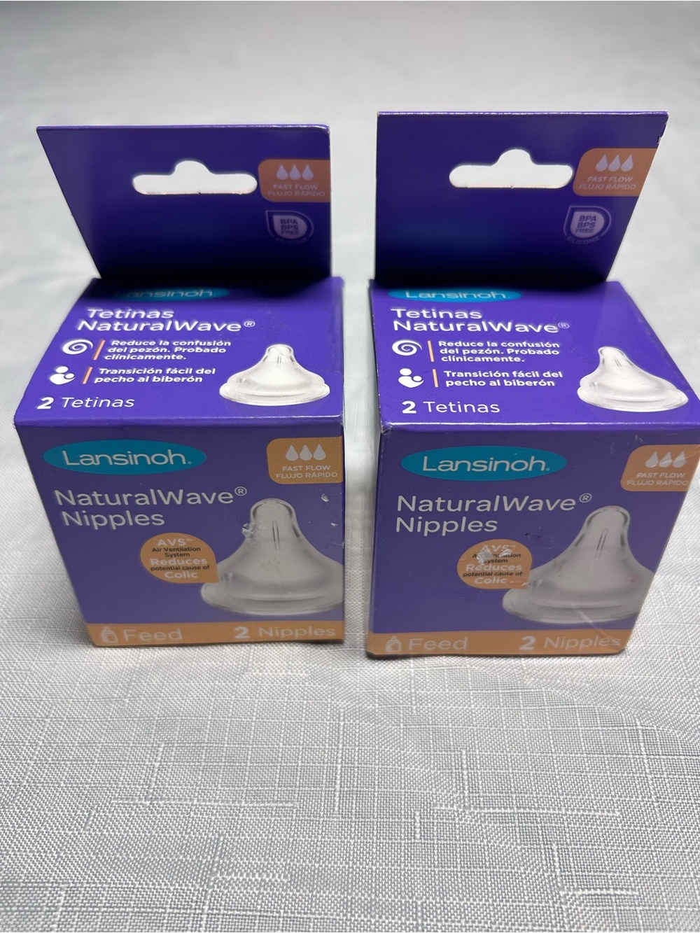 (2) 2-Pack Lansinoh NaturalWave Fast Flow Soft Silicone Nipples